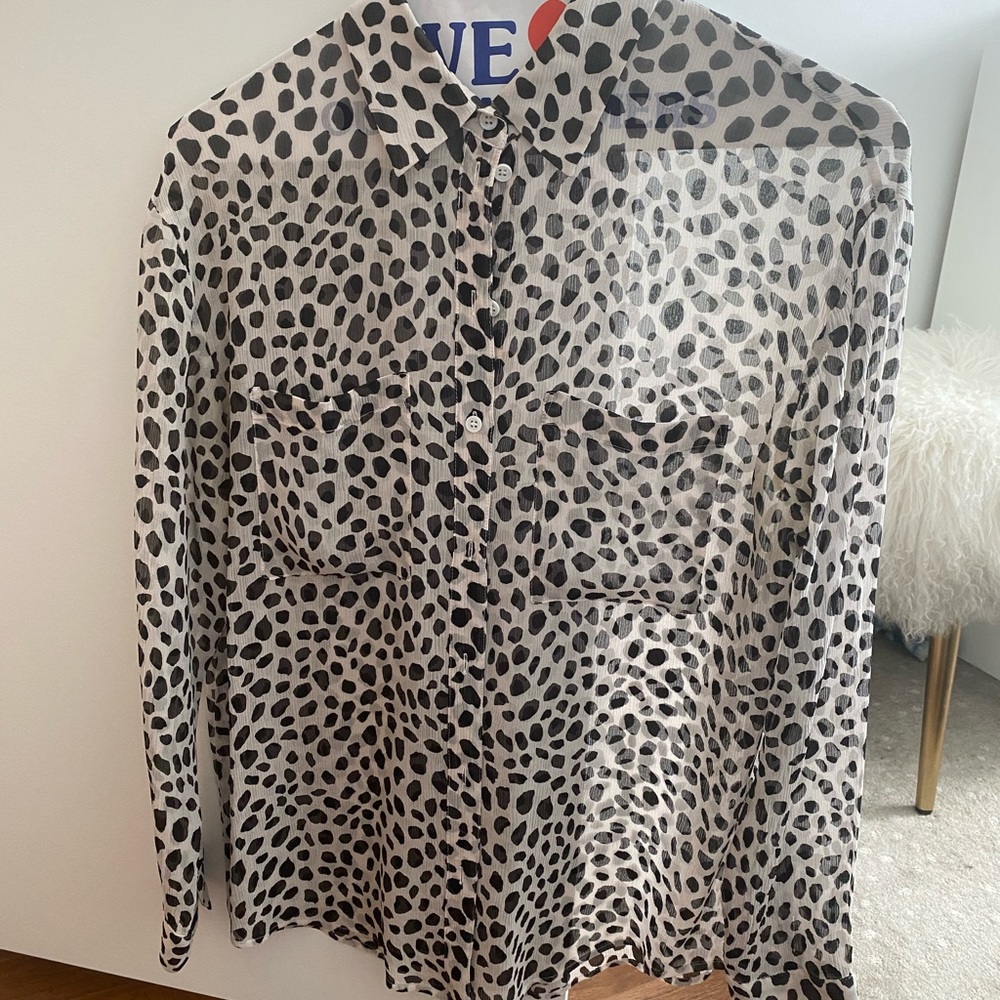 Club Monaco Animal Print Sheer Blouse